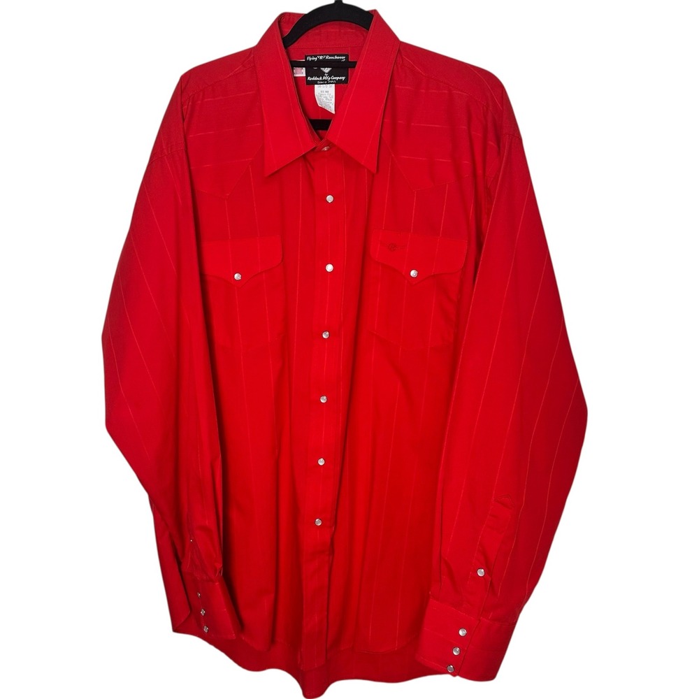 Flying R Ranchwear Big Man Classic Fit Western Snap Button Red‎ 18-1/2x37 USA